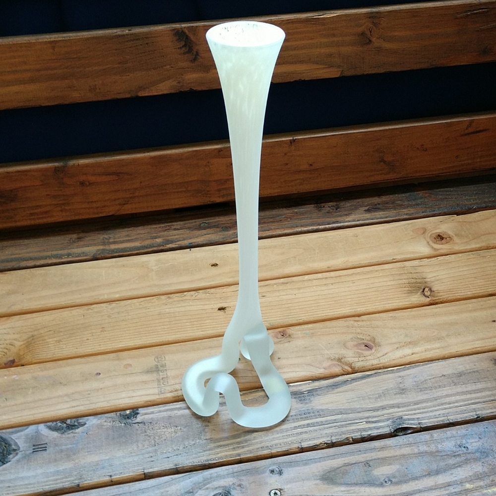 Vtg unique Poland art glass vase